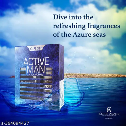 Chris Adams Gift Set - Active Man | EDP, 100ml + Deodorant Body Spray, 200ml
