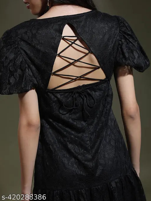 Ketch Women Black Solid Waist Dress