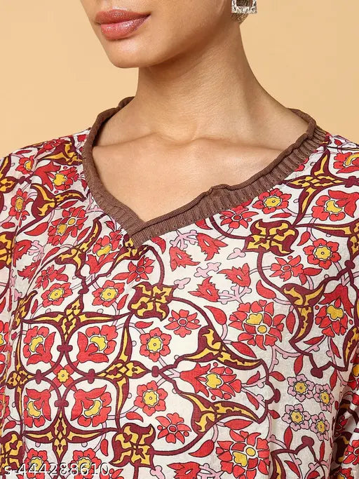 SHOWOFF Women's Red Ethnic Motifs Top