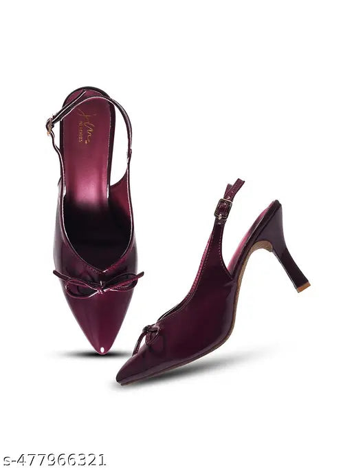 JM Looks Stylish Women's Cherry Pointed-Toe Slingback Heels with Bow Accent | Perfect for Any Occasion