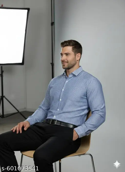 Striped Blue Lining Shirt For Casual and formal daily and party wear S M L XL XXL 3XL 4XL 5XL 6XL Full Sleeve Premium Quality