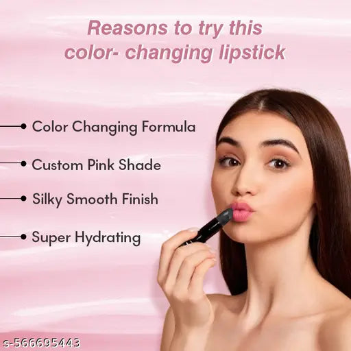 Glamveda Color Changing PH Lipstick | Long-Lasting | Hydrating & Moisturizing | Natural Finish| With Vitamin E, Jojoba Oil & SPF 10 | Long-Lasting & Hydrating Formula | Natural Shade Lipstick for All Skin Tones