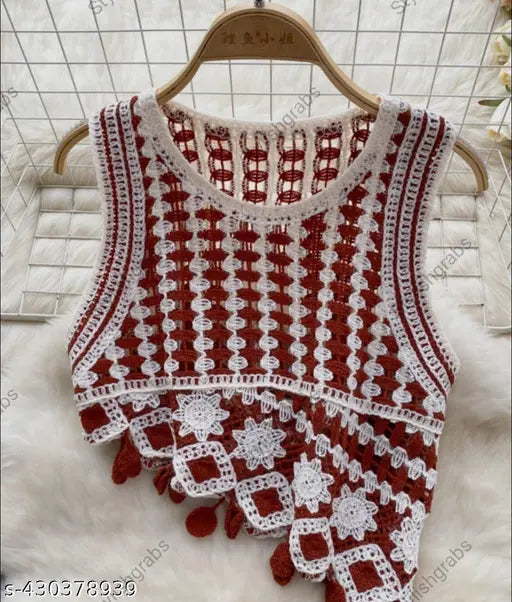 New Fashion Knitted Crop Top for Women Sleeveless Vest Irregular Crochet Tanks Top