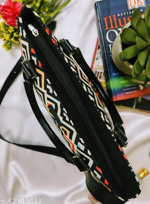 ZIPPERED Tote Bags || Women Geometric Print Shoulder Bag || Girls Multicolor Tote || Handbag for Women - Stylish & Durable Tote Bag