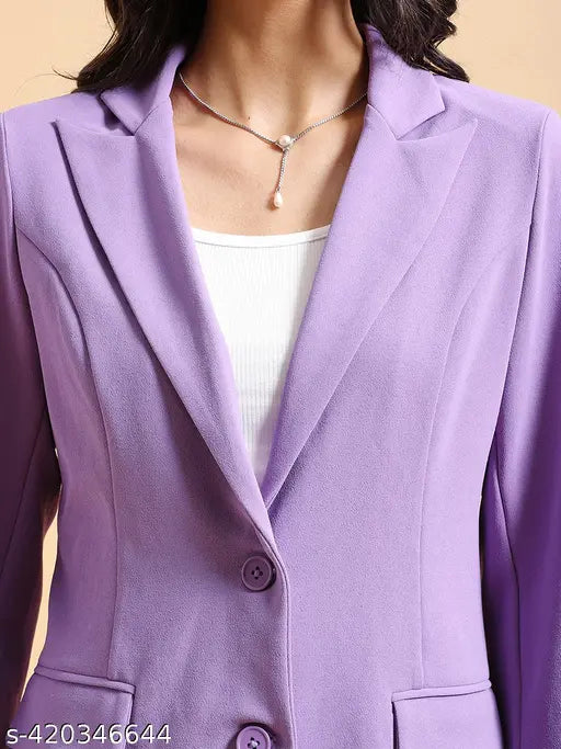 Ketch Women Purple Coat With Shorts Co-Ords