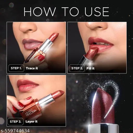 Hilary Rhoda Starlight Metallic Lipstick | Metallic Shine Glitter | Creamy & Long Lasting Lipstick | Lightweight & Hydrating Formula | 4g (Rusty Meteor - Shade 04)
