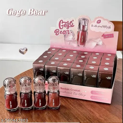 Gege Bear Mirror Shine Lip Gloss | Ultra-Watery Moisturizing Formula | Lightweight, Non-Sticky & Long Lasting | Soft Whitening Glossy Finish | Cute Korean Style Lip Glaze for Girls & Women