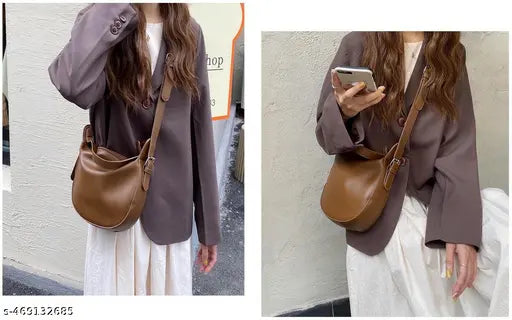 Women’s Sling Shoulder Bag | Ladies Spacious Saddle Handbag for Travel & Everyday Use | Female Soft Leather Crossbody Tote | Minimalist Underarm Dumpling Purse | Multicolor