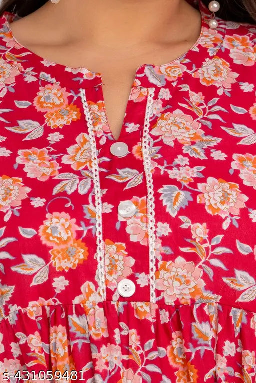 Fashion Zest Plus Size Rayon Red Colour Short kurti