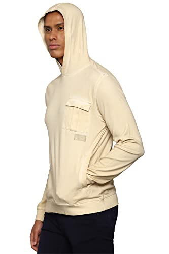 Allen Solly Solid Cotton Regular Fit Mens Sweatshirt (Beige,Large) - SaumyasStore