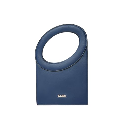 KLEIO Faux Leather Scupltural Shaped Top Handle Handbag with Detachable Sling for Women Ladies (ROYAL BLUE) - SaumyasStore