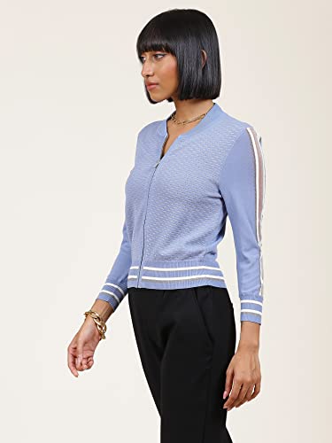 Label RITU KUMAR Powder Blue Front Open Jacket - SaumyasStore