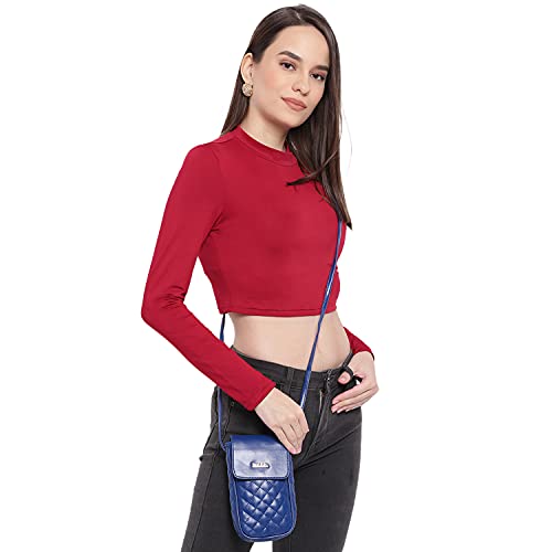 KLEIO PU Quilted Leather Multifunctional Mobile Sling Bag (Royal Blue) for Women with Adjustable Crossbody Strap | Mobile Pouch for Girls to Carry Cash, Cards for Travel & Everyday Use - SaumyasStore