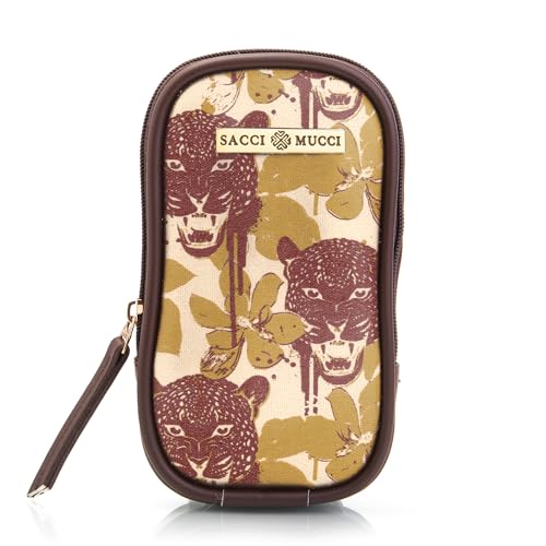 SACCI MUCCI Phone Pouch, Mobile Bag, Women's Wallet Sling Crossbody Bag for Mobile Cell Phone, Crossbody Phone Bag - Wild Print (Brown) - SaumyasStore