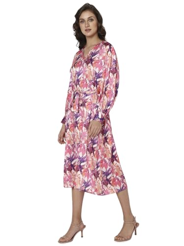 VERO MODA Women's Polyester Fit and Flare Midi Dress (Lantana) - SaumyasStore