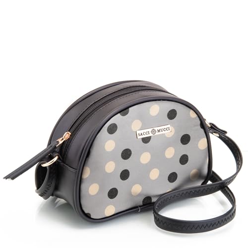 SACCI MUCCI Printed Handcrafted Crossbody Rainbow sling bag, Sling Bag for Women Ladies Single Shoulder Bag - Cute Polka (Black) - SaumyasStore