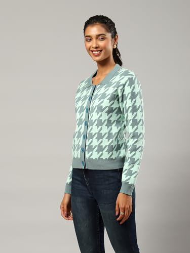 Label RITU KUMAR Grey Printed Sweater - SaumyasStore