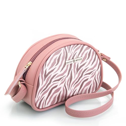 SACCI MUCCI Printed Handcrafted Crossbody Rainbow sling bag, Sling Bag for Women Ladies Single Shoulder Bag - Wave Botanical (Blush) - SaumyasStore