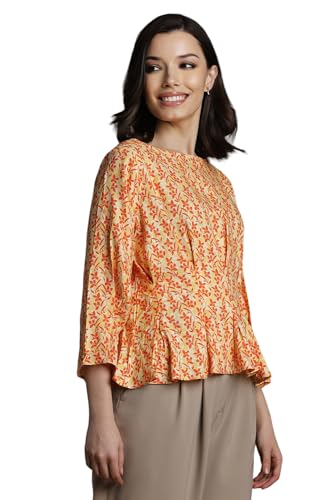 Allen Solly Women's Regular Fit Blouse (Orange) - SaumyasStore