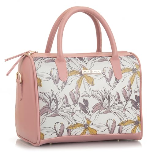 SACCI MUCCI Women's Handbag | Women's Tote Bag | Women's Top-Handle Bags | Women's Satchels | Women's Hobos & Shoulder Bags-Magnolia Floral Print (Blush) - SaumyasStore