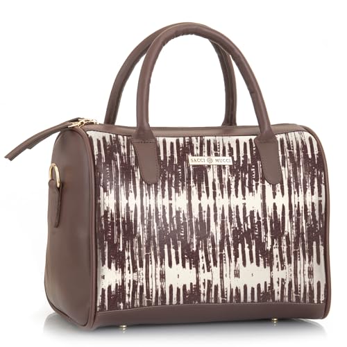 SACCI MUCCI Women's Handbag | Women's Tote Bag | Women's Top-Handle Bags | Women's Satchels | Women's Hobos & Shoulder Bags- Bamboo Tie Dye Print (Brown) - SaumyasStore