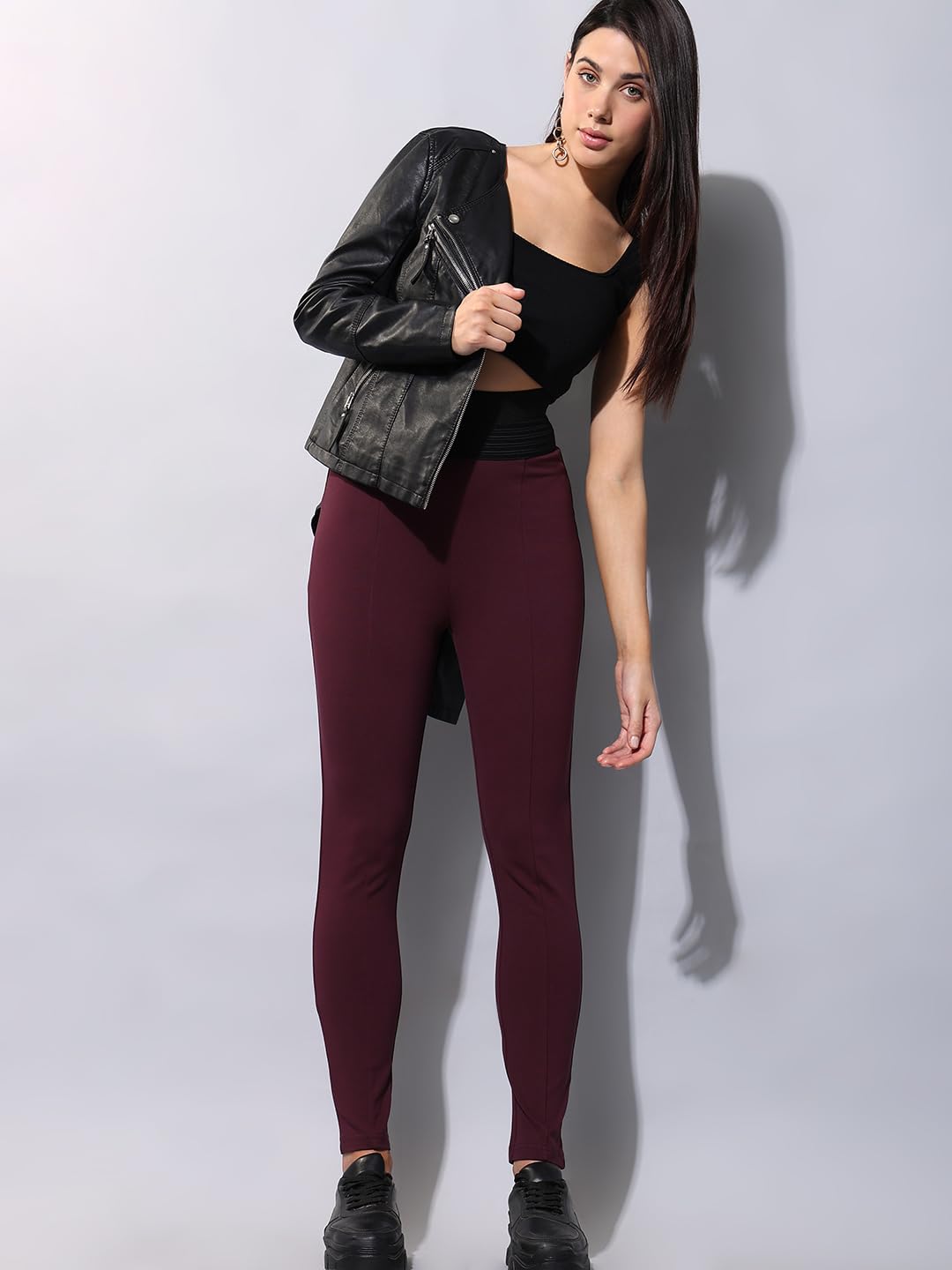 VERO MODA Women's Skinny Leggings (Winetasting) - SaumyasStore