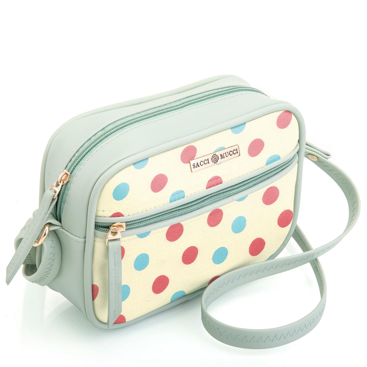 SACCI MUCCI Boxy Shoulder Sling Crossbody Bag for Women, Stylish Sling Bag For Girls, Ladies Purse, Shoulder Bag, Gift for Girls - Cute Polka (Mint Green) - SaumyasStore