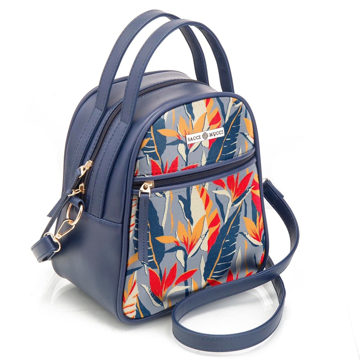 SACCI MUCCI Women's Satchel Bag | Ladies Purse Handbag | Women's Handbag - Exotic Jungle (Navy Blue) - SaumyasStore