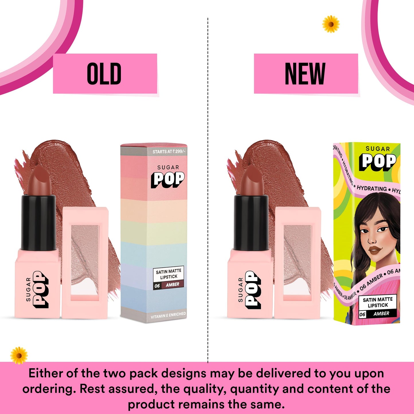 SUGAR POP Satin Matte Lipstick - 06 Amber (True Brown) - 3 gm - Infused with Vitamin E, Shea Butter & Jojoba Oil l Full Coverage, Ultra Pigmented, Hydrating, Weightless Formula l Lipstick for Women - SaumyasStore