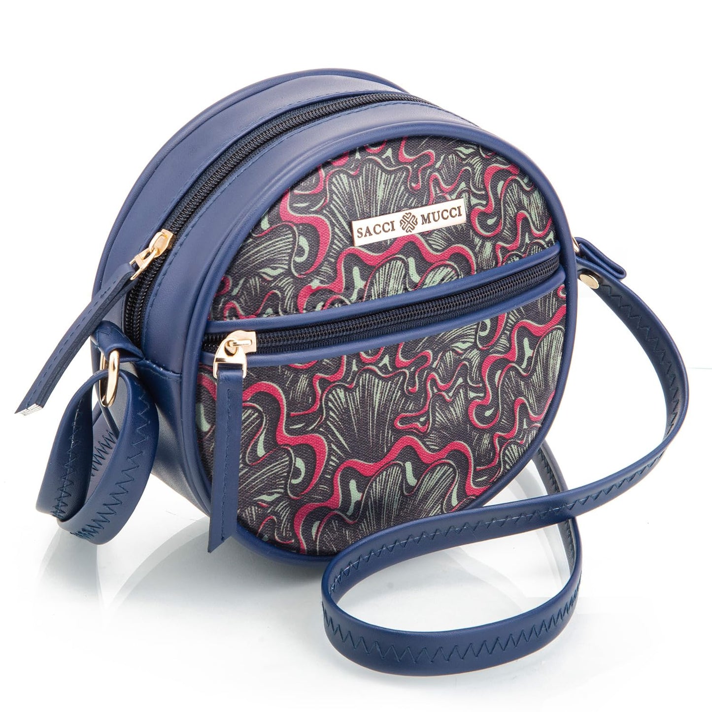 SACCI MUCCI Round Round Sling Bag, Printed Sling Bag For Girls, Crossbody Bag For Women, gifts for women, Shoulder Bag with Strap -Aquatic Mushrooms (Blue) - SaumyasStore