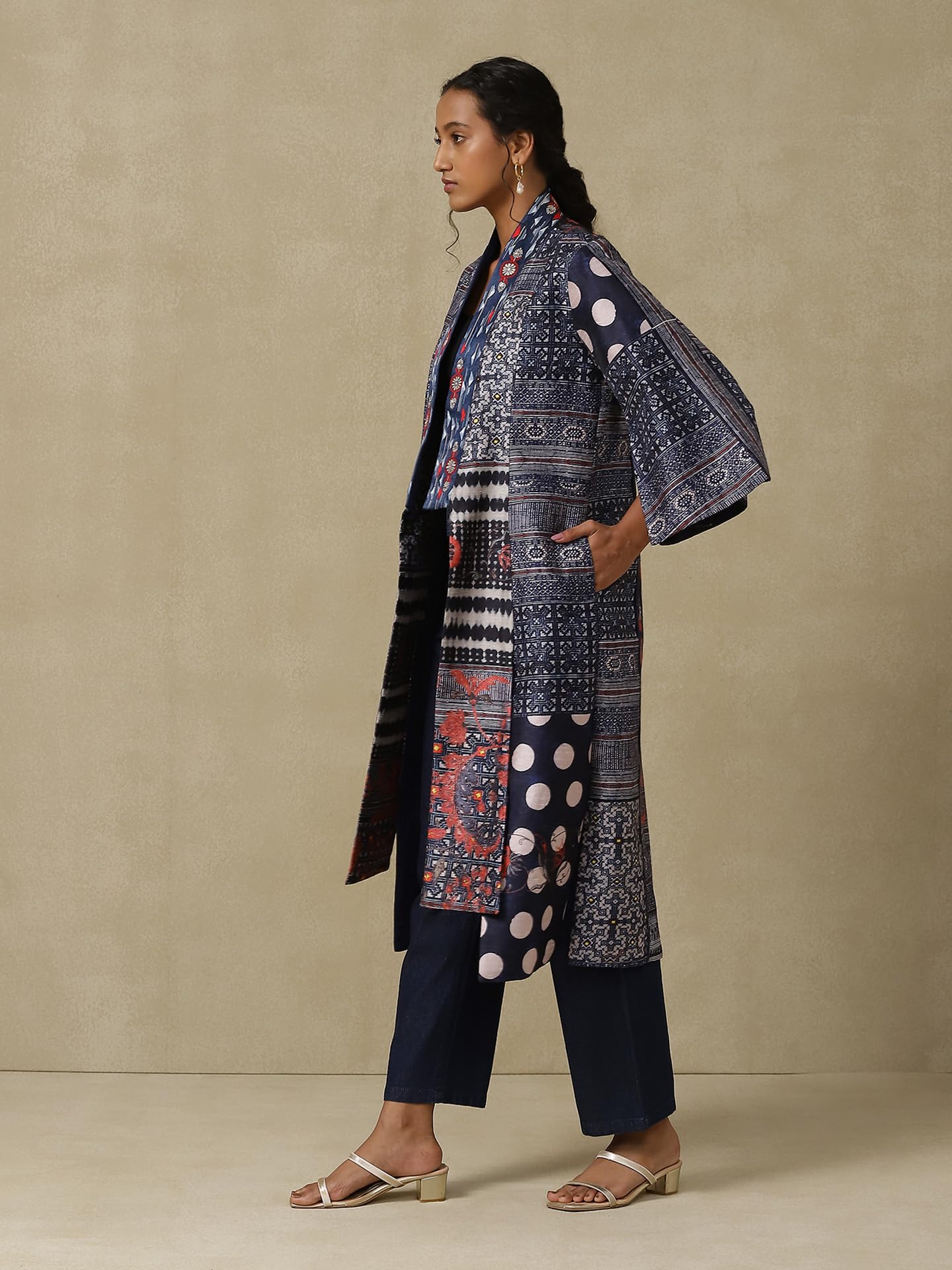 Aarke Ritu Kumar Indigo Printed Jacket - SaumyasStore