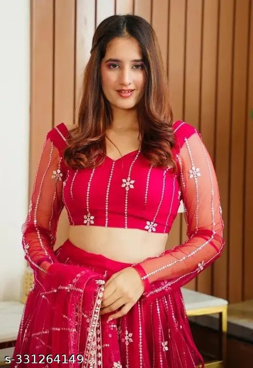 Pink Net Sequence  Lehenga choli For womens