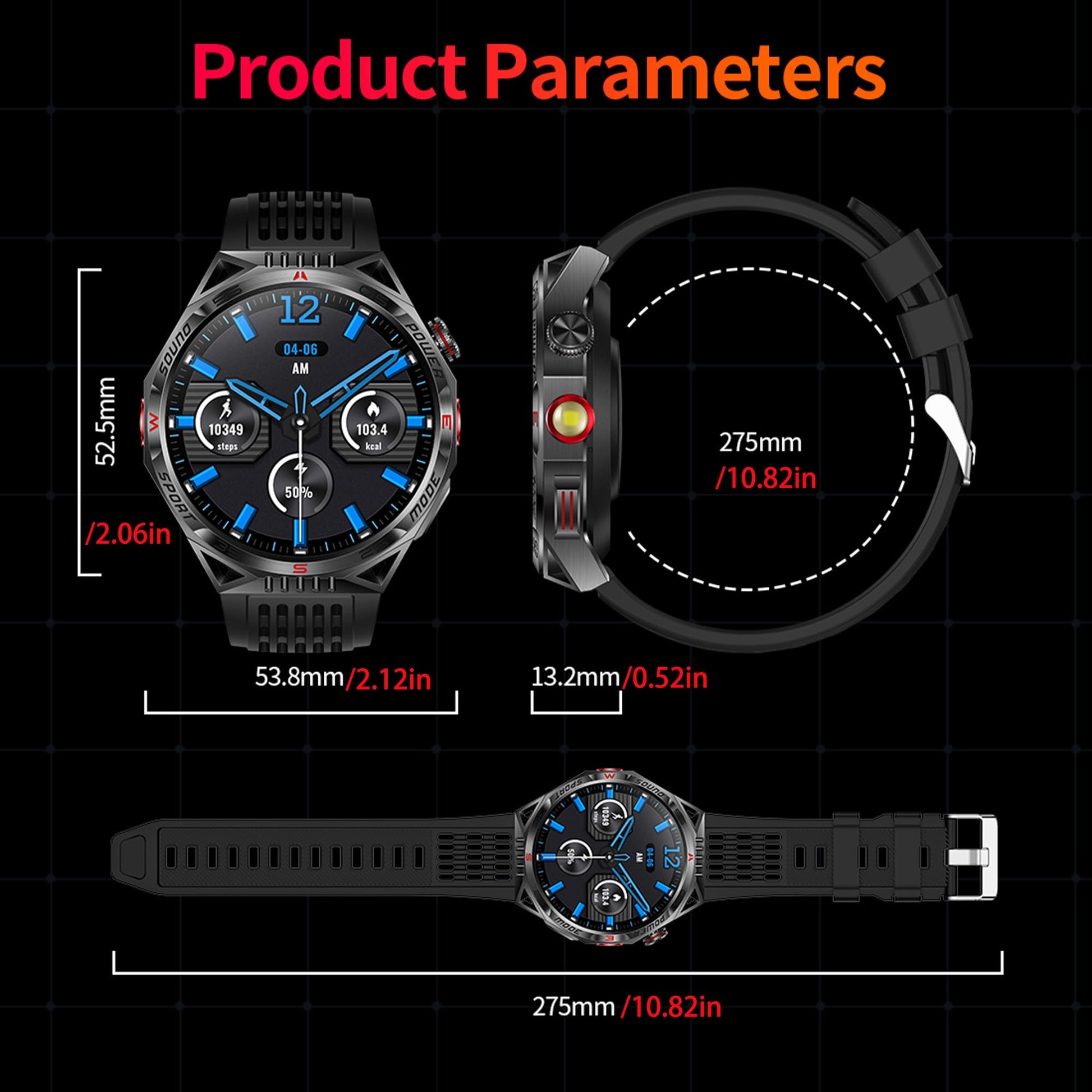 1.85”AMOLED Smart Watch for Men(Answer/Make Calls), LED Lighting, 5ATM Waterproof Fitness Watch with Heart Rate, SpO2, Blood Pressure, Bluetooth Smartwatch for Android iPhone, with 3 Bands (Black) SaumyasStore