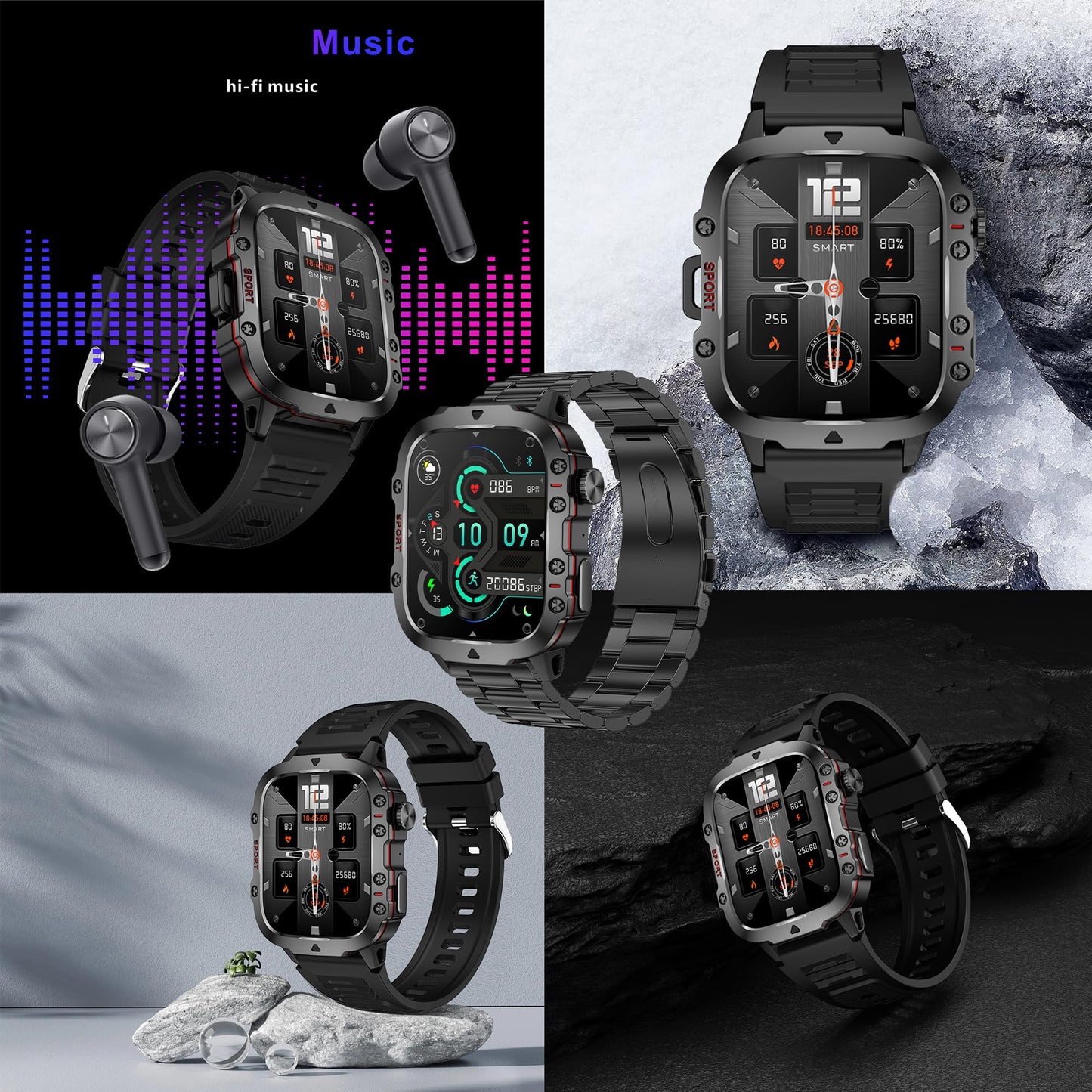 1.96" AMOLED Smart Watch for Men (Make/Answer Call), 2024 New Mens Smartwatches, Hands-Free Calling, Fitness Tracker Smartwatch for Android iPhones, Digital Watches Step Counter, 3 Straps (Brown) SaumyasStore