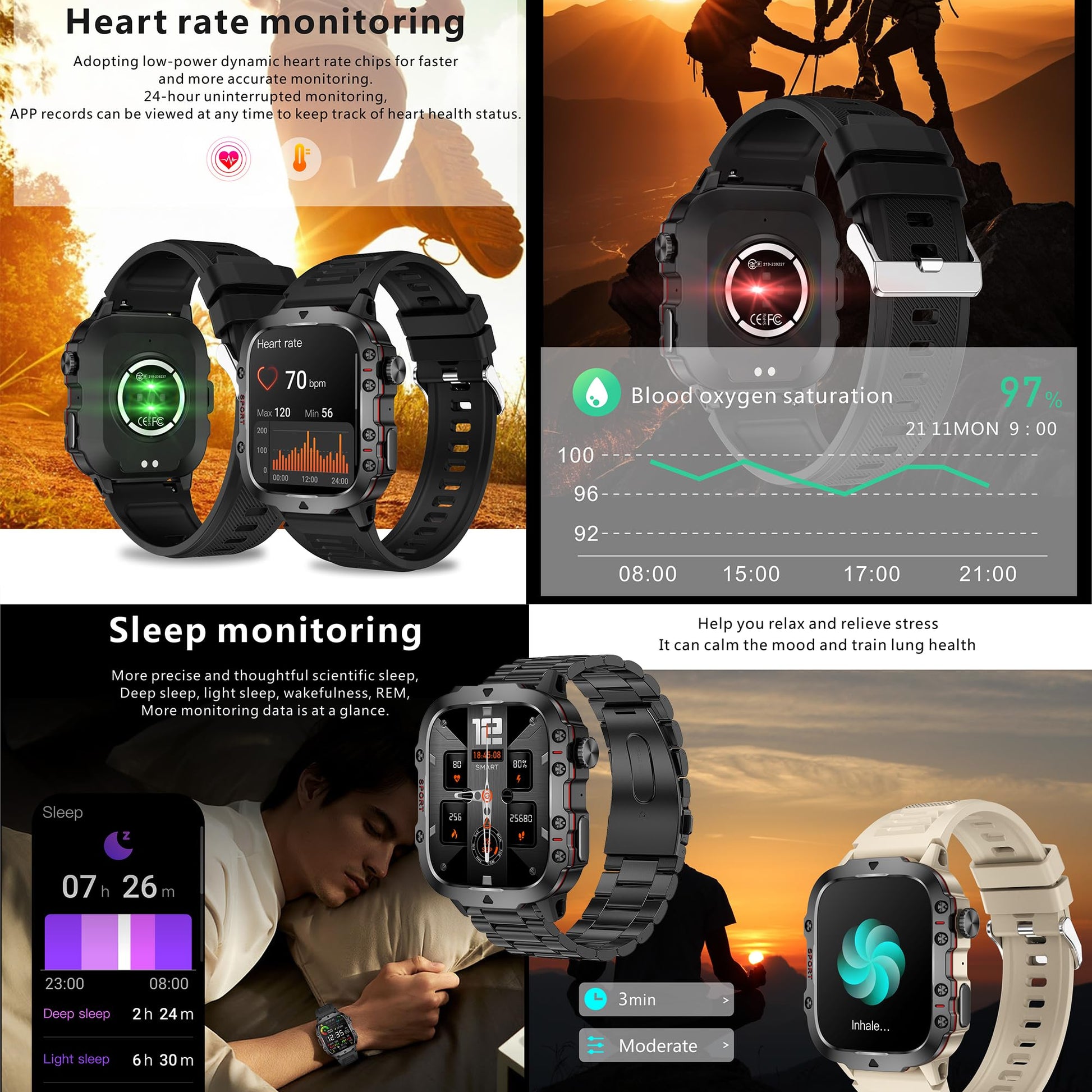1.96" AMOLED Smart Watch for Men (Make/Answer Call), 2024 New Mens Smartwatches, Hands-Free Calling, Fitness Tracker Smartwatch for Android iPhones, Digital Watches Step Counter, 3 Straps (Brown) SaumyasStore