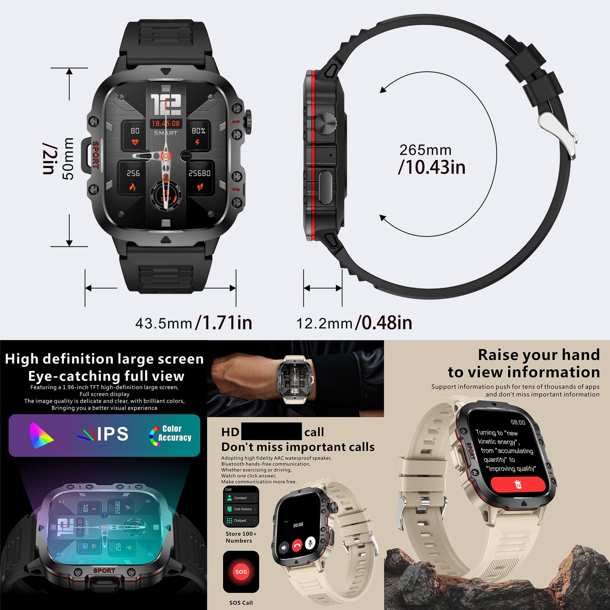 1.96" AMOLED Smart Watch for Men (Make/Answer Call), 2024 New Mens Smartwatches, Hands-Free Calling, Fitness Tracker Smartwatch for Android iPhones, Digital Watches Step Counter, 3 Straps (Brown) SaumyasStore