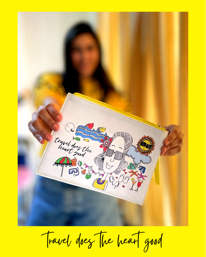 Travel Does The Heart Good- Doodle Pouch - SaumyasStore