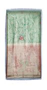 VFCollections Women's Kanchipuram Silk Pure Pattu Sarees – Peacock Border with Blouse (VFC694-3)