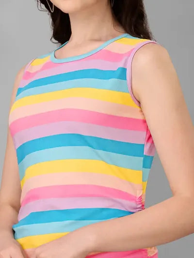 Kinjo Lightmulti color Lycra Party Wear Western Dress