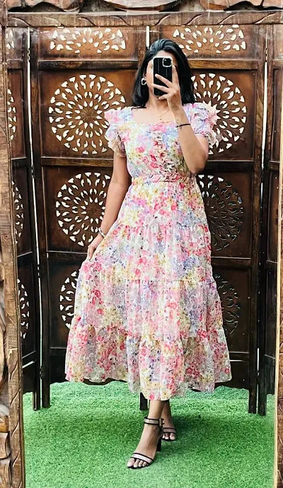 Fancy Georgette Printed Maxi Dress For Women