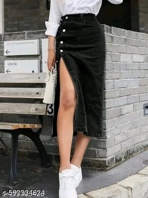 Woman High Waist Denim Skirt
