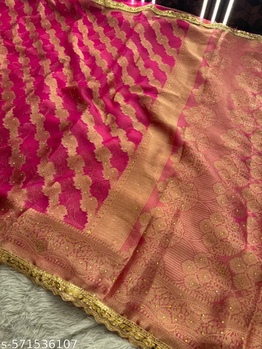 Organza Silk Swarovski Crystal Work Saree