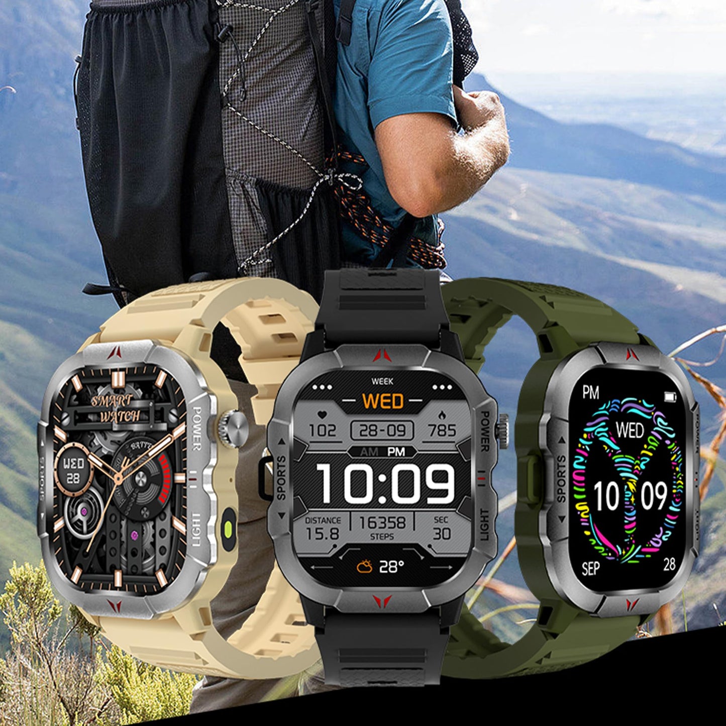 2.01" AMOLED Smart Watch for Men (Make/Answer Call), LED Lighting, 5ATM Waterproof Mens Smartwatch, Fitness Tracker Smartwatch for Android iPhones, Digital Watches Step Counter, 3 Straps (Brown) SaumyasStore