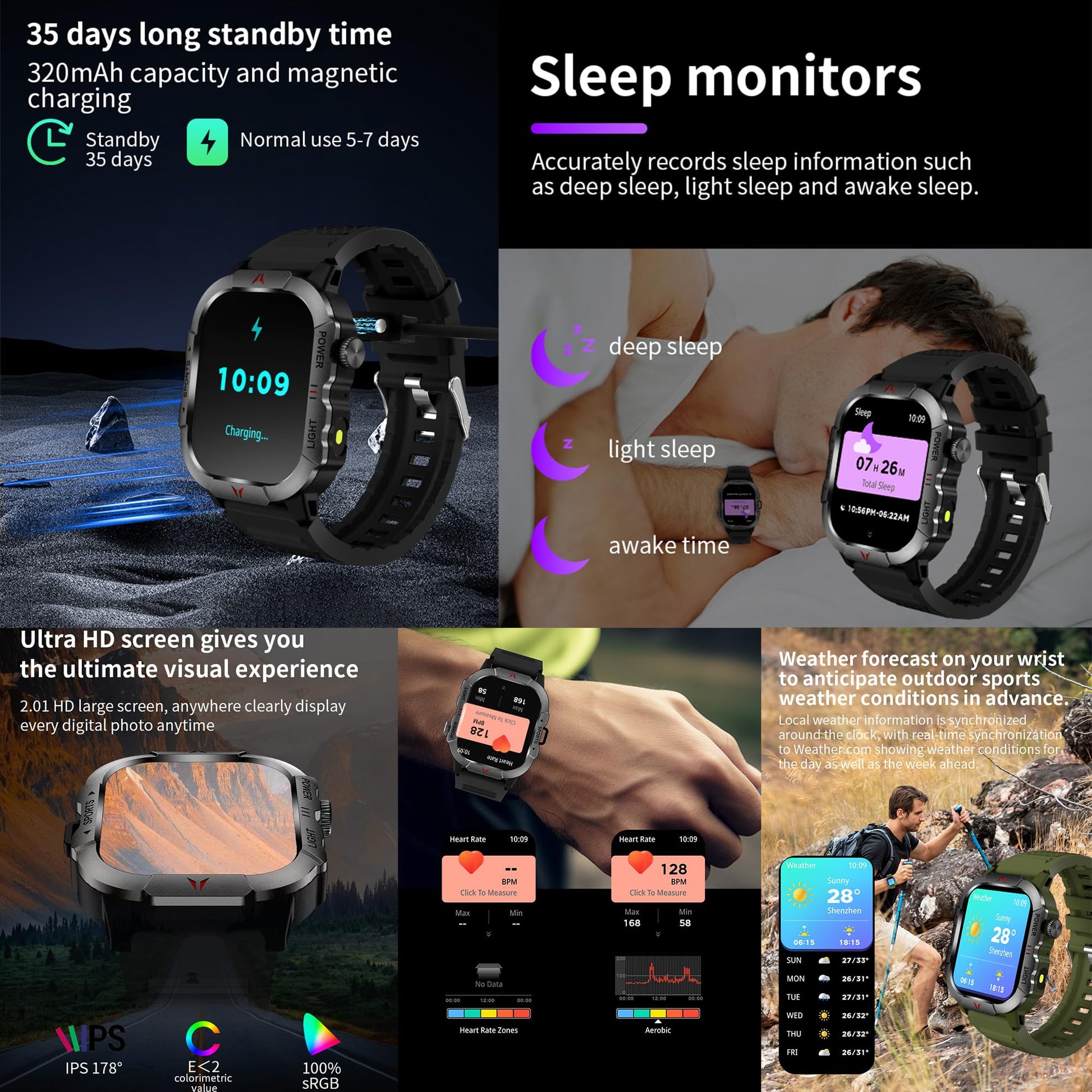 2.01" AMOLED Smart Watch for Men (Make/Answer Call), LED Lighting, 5ATM Waterproof Mens Smartwatch, Fitness Tracker Smartwatch for Android iPhones, Digital Watches Step Counter, 3 Straps (Brown) SaumyasStore