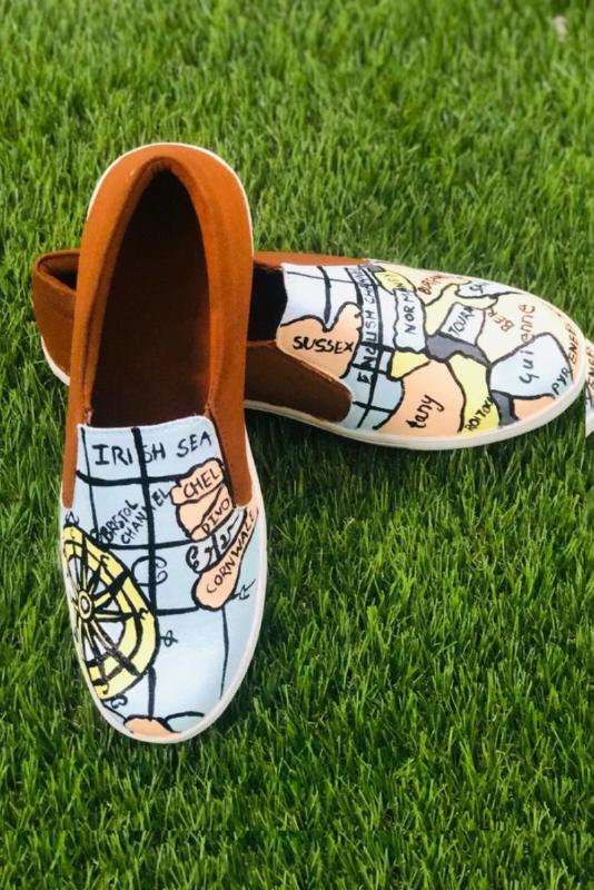 Explore the world Hand Printed Shoe - SaumyasStore