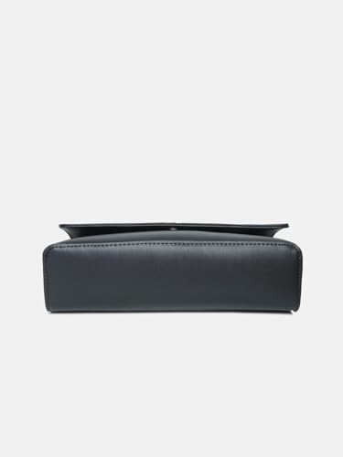 Solid Black Polyurethane Sling Bag