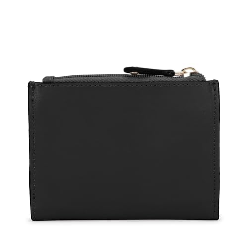 Fastrack Black Two-Fold Wallet | Faux-Leather Women’s Wallet | Compact Design with Card Slots & Zippered Pocket
