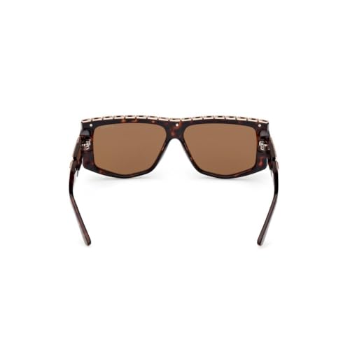 Guess sunglasses| 100% UV protected | Solid | Full Rim | Pentagon | Women | Large | Shiny Rose Gold-Shiny Dark Brown Demi Alloy Metal Frame | Solid Brown Lens