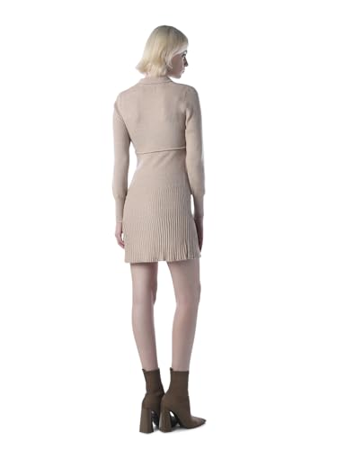 ONLY Women's Self Design Bodycon Beige Dress