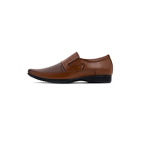 Khadim's Synthetic Leather PVC Sole Embossing Tan Office Wear Formal Shoe for Men Size 6